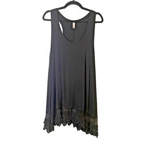 Heathmoor Black Womens Tank top L with Black lace and mesh Boho Whimsygoth